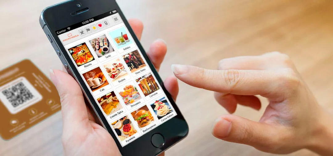 Mrketing digital: celular observando un menú digital.
